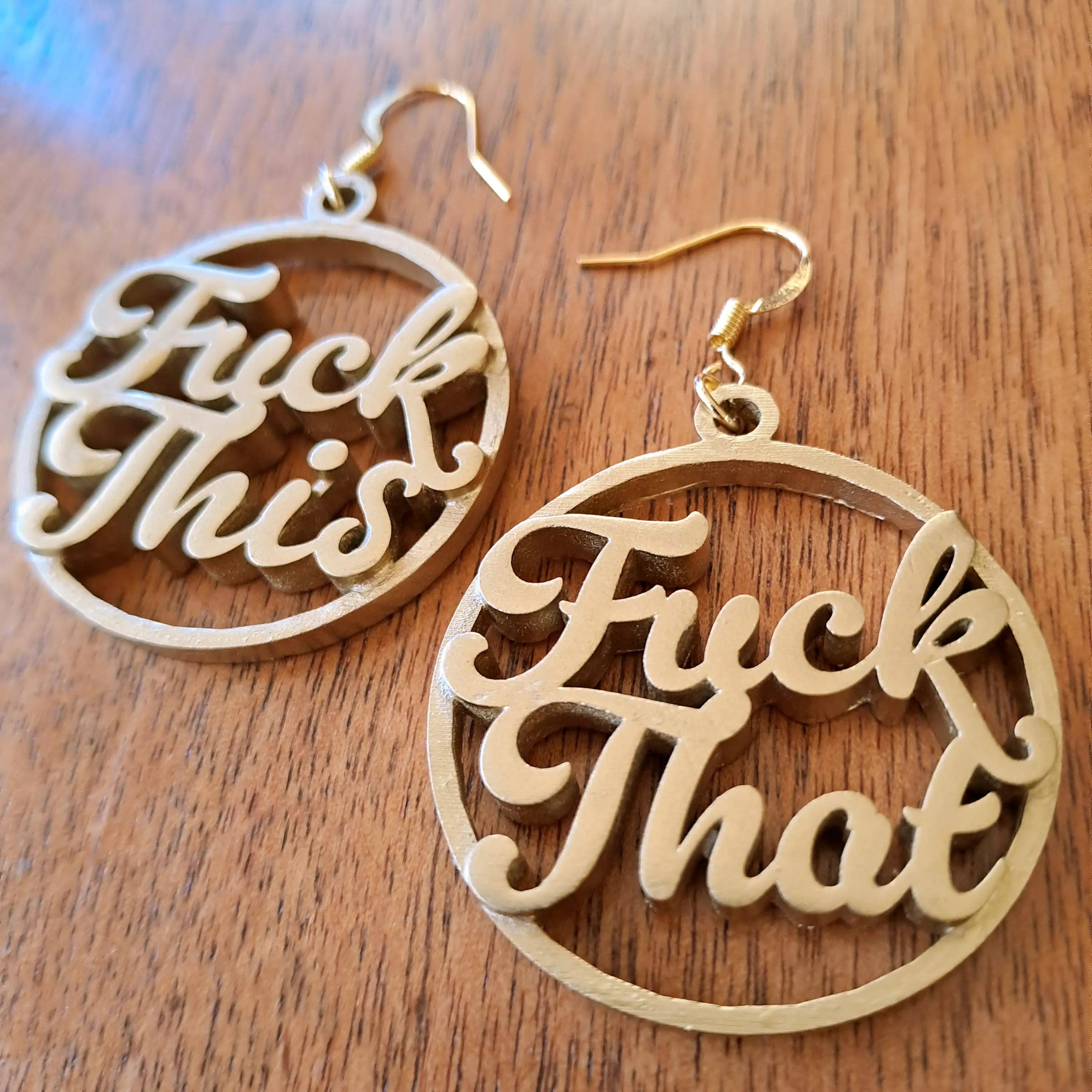 Fuck This Fuck That Earrings Gold