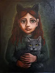 Girl With Her Cat by Marisa Martin