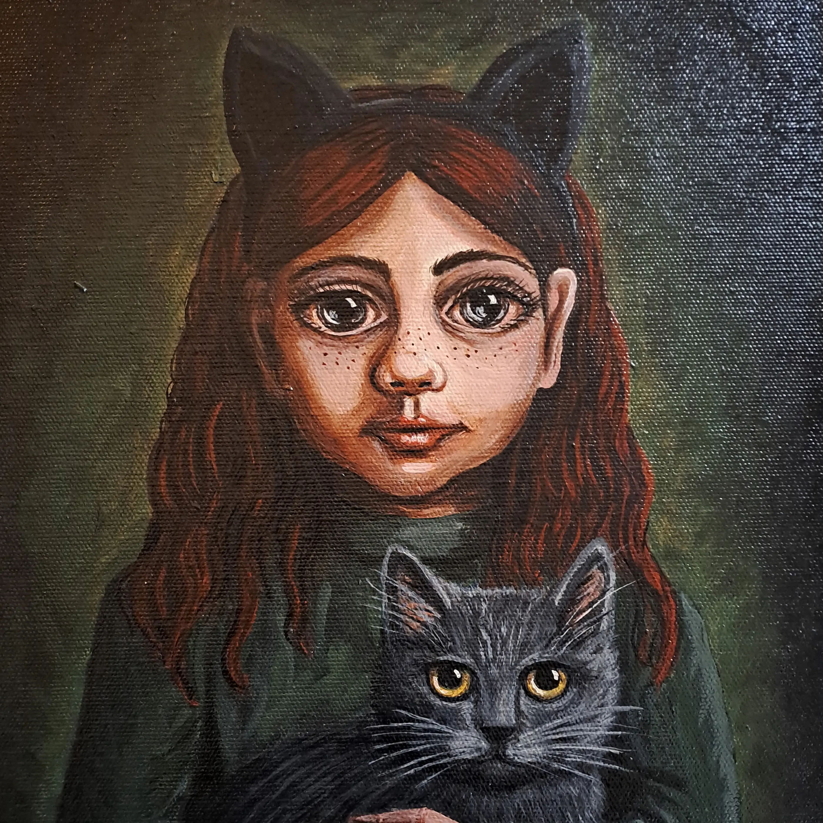 Girl with her Cat by Marisa Martin
